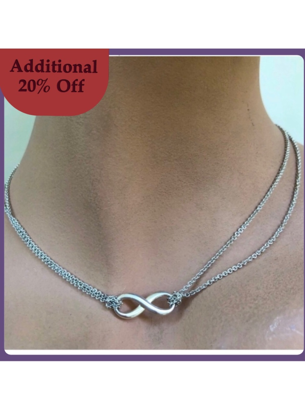 🔴🆑Authentic TIFFANY & CO Sterling Silver Infinity Double Chain Necklace 🆑🔴